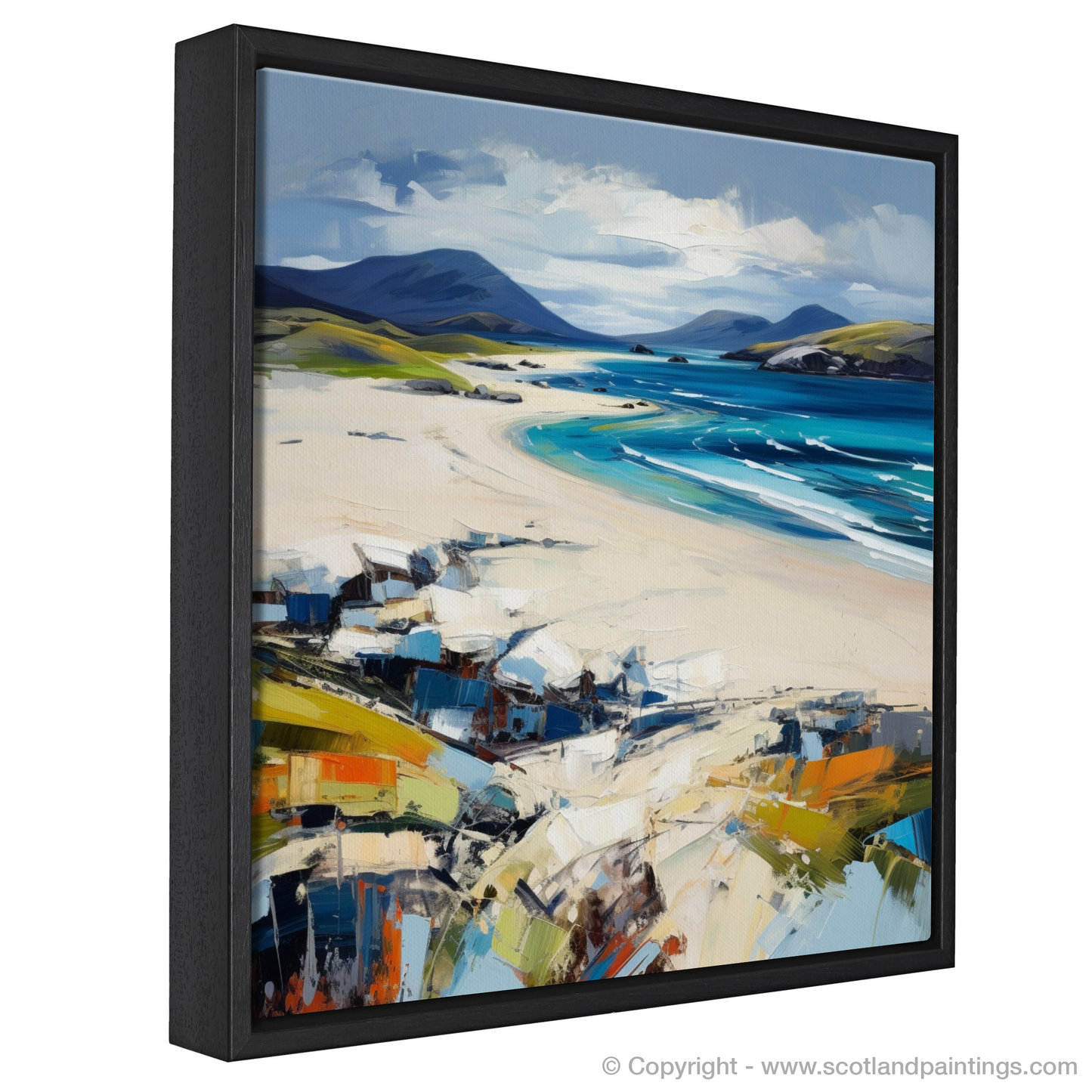 Painting and Art Print of Luskentyre Beach, Isle of Harris entitled "Luskentyre Beach: An Expressionist Ode to Scottish Shores".