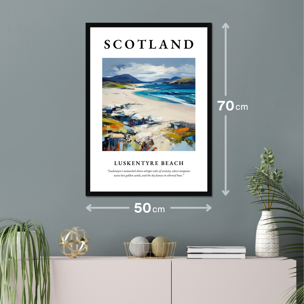 Poster of Luskentyre Beach hanging on a wall