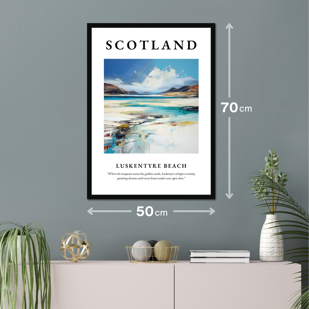 Poster of Luskentyre Beach hanging on a wall