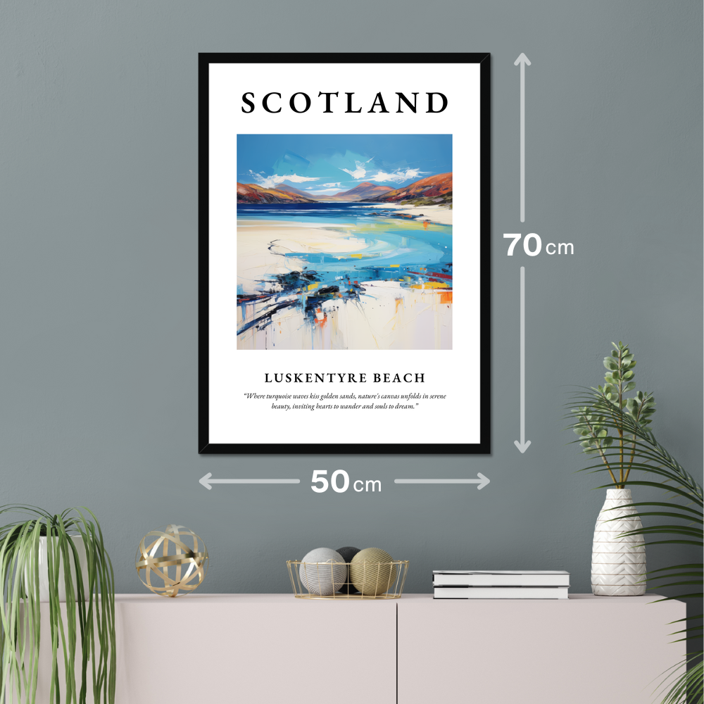 Poster of Luskentyre Beach hanging on a wall