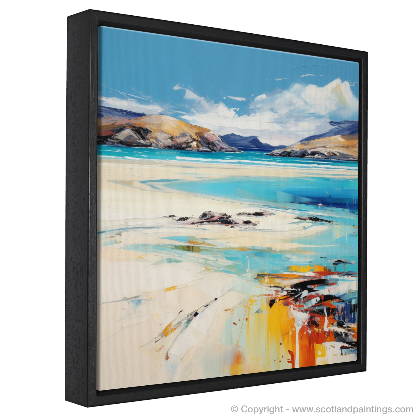 Painting and Art Print of Luskentyre Beach, Isle of Harris entitled "Luskentyre Beach Enigma: An Expressionist Homage to Scotland's Coastline".