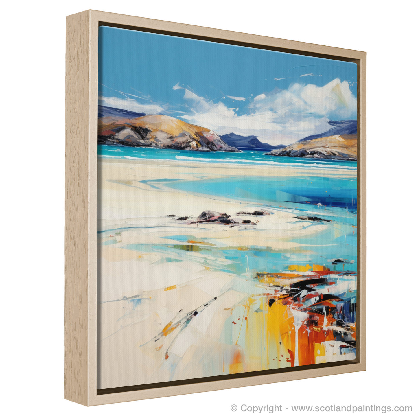 Painting and Art Print of Luskentyre Beach, Isle of Harris entitled "Luskentyre Beach Enigma: An Expressionist Homage to Scotland's Coastline".