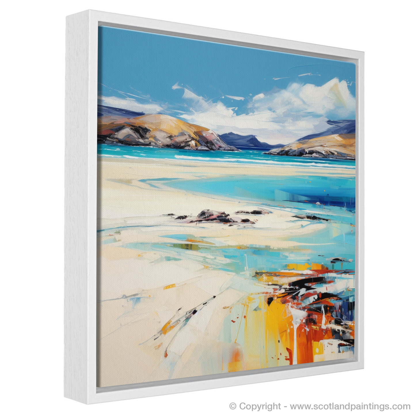 Painting and Art Print of Luskentyre Beach, Isle of Harris entitled "Luskentyre Beach Enigma: An Expressionist Homage to Scotland's Coastline".