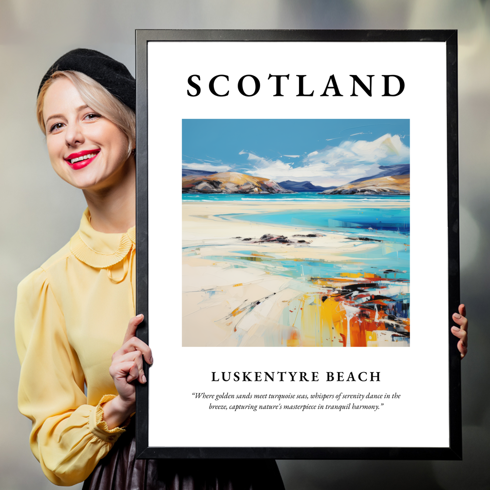 Person holding a poster of Luskentyre Beach