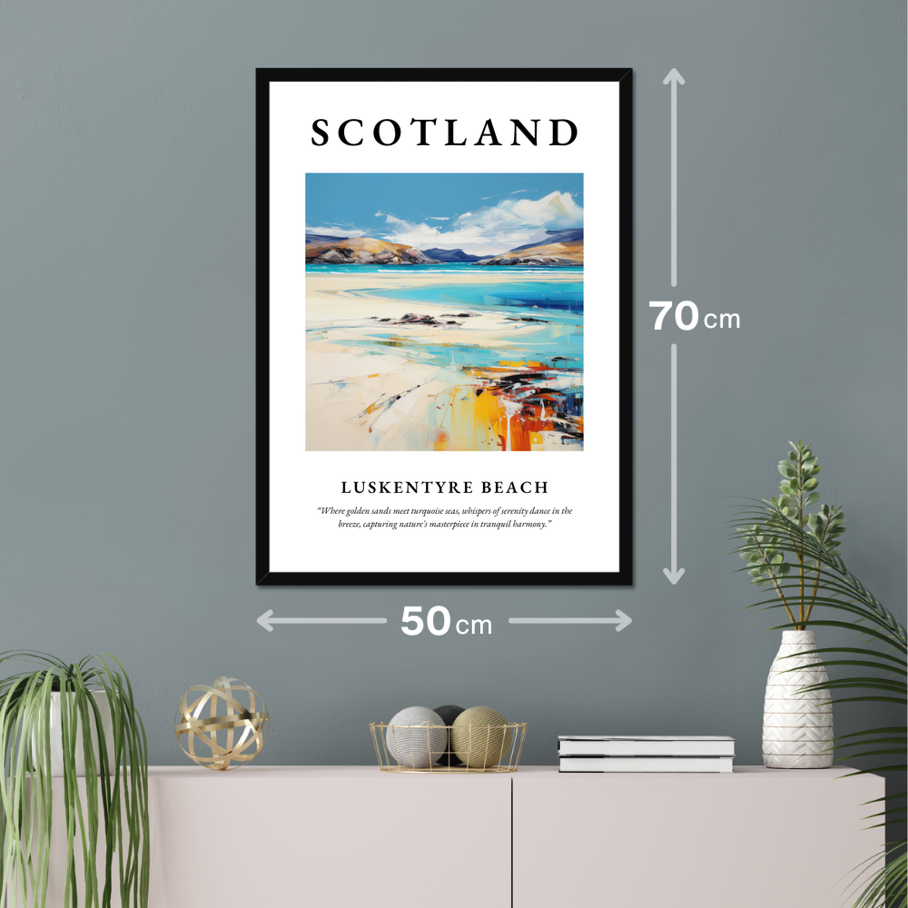 Poster of Luskentyre Beach hanging on a wall