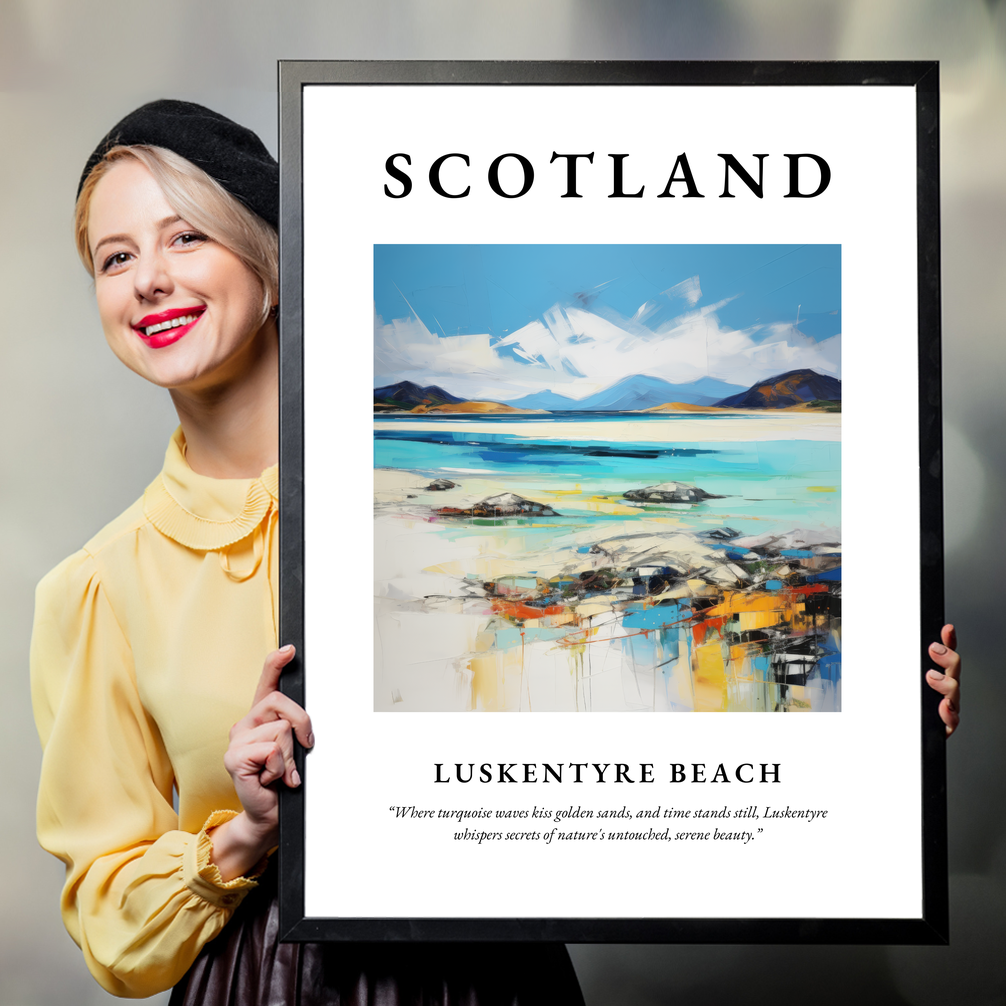 Person holding a poster of Luskentyre Beach