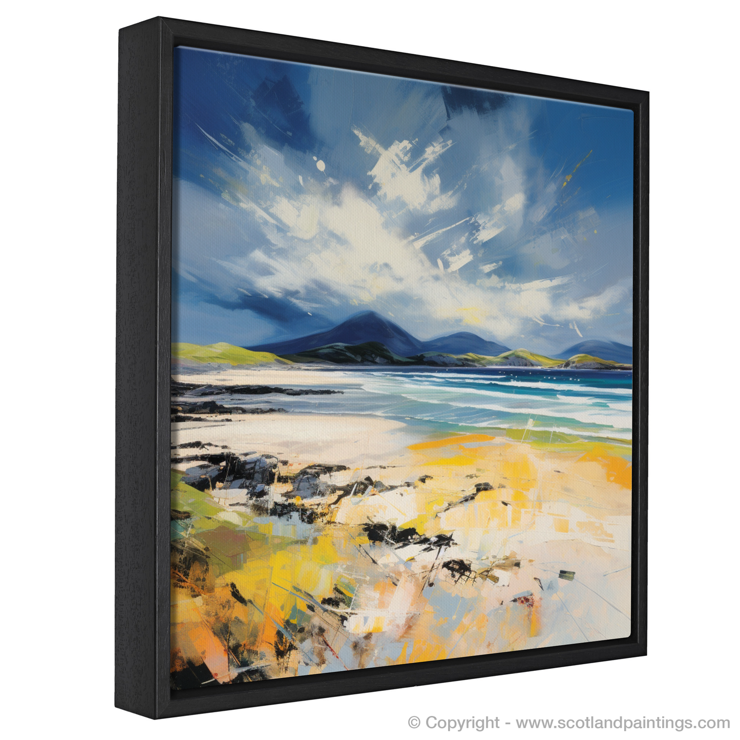 Painting and Art Print of Luskentyre Beach, Isle of Harris. Luskentyre Beach Whispers: An Expressionist Ode to Scottish Shores.