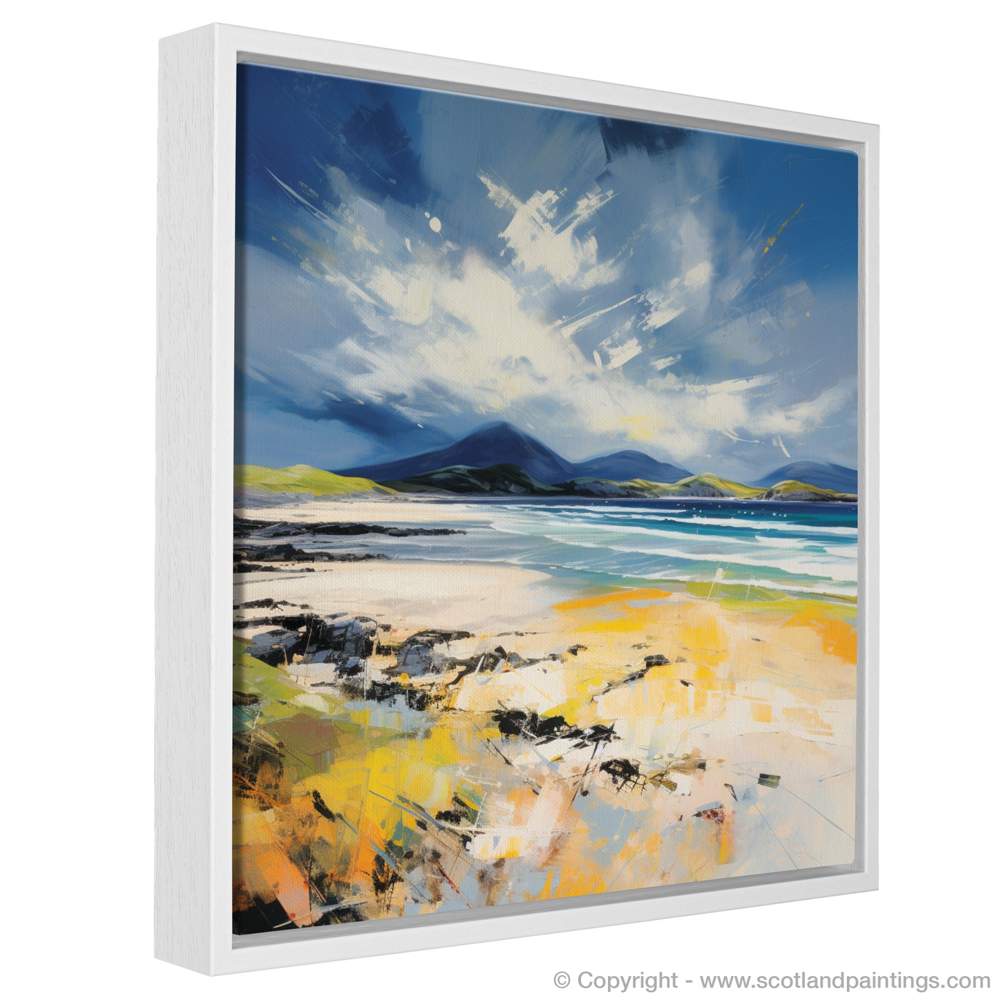 Painting and Art Print of Luskentyre Beach, Isle of Harris. Luskentyre Beach Whispers: An Expressionist Ode to Scottish Shores.