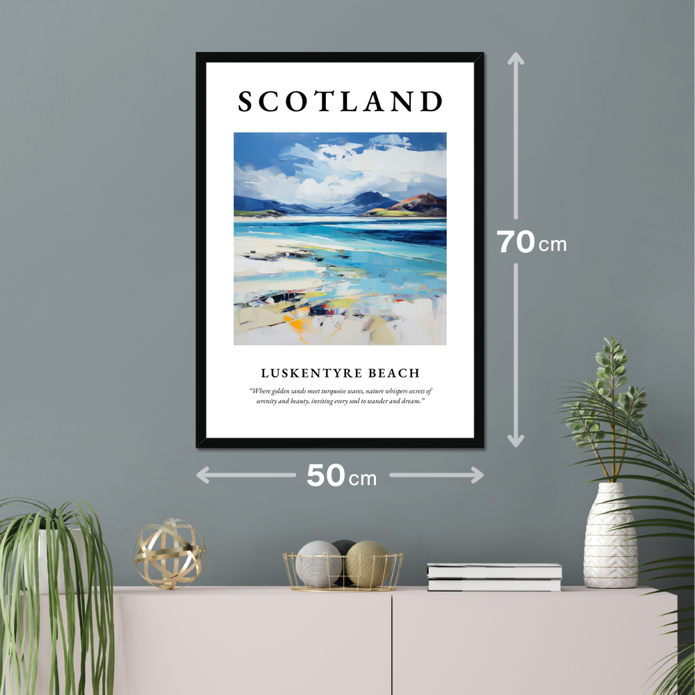 Poster of Luskentyre Beach hanging on a wall