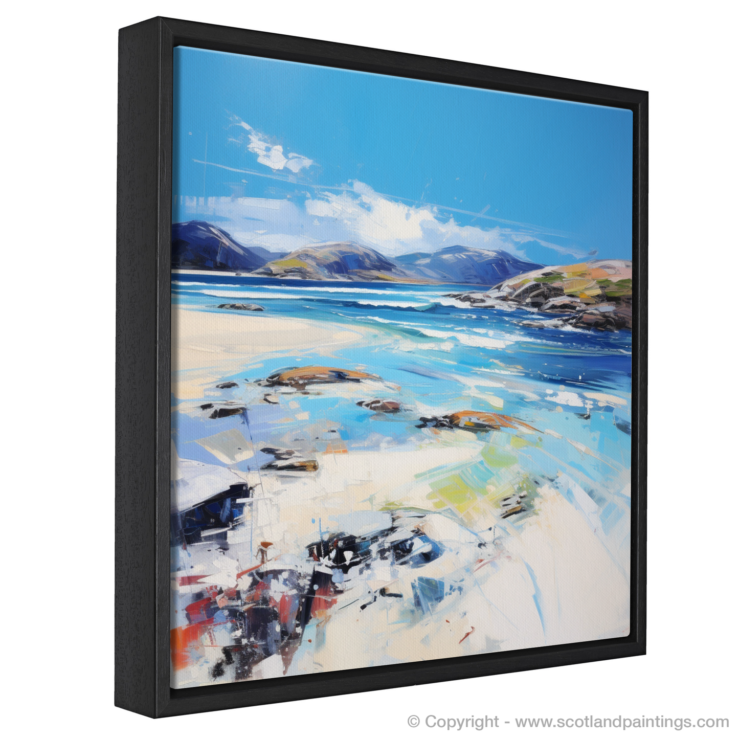 Painting and Art Print of Luskentyre Beach, Isle of Harris entitled "Luskentyre Beach Embrace: An Expressionist Ode to Scottish Shores".