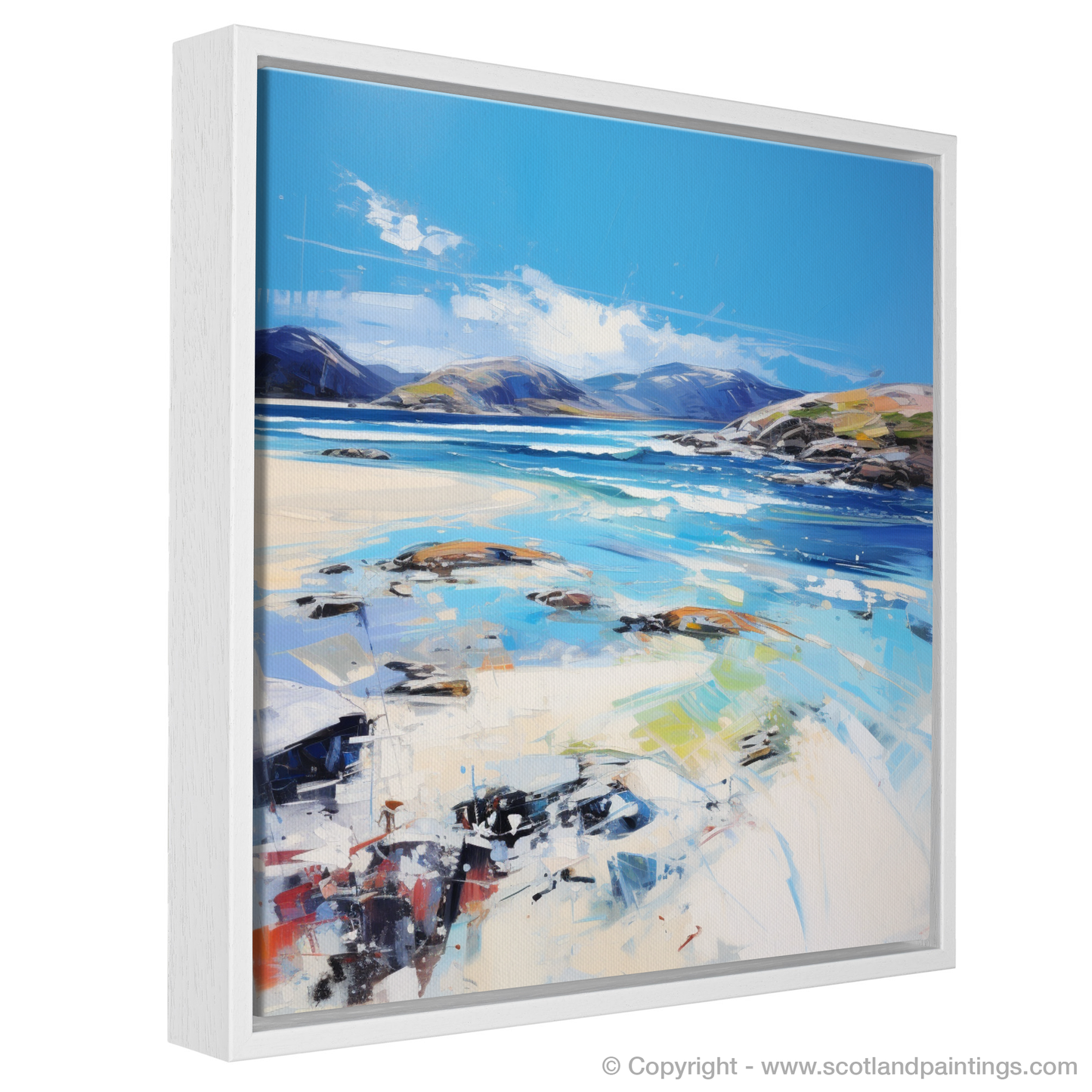 Painting and Art Print of Luskentyre Beach, Isle of Harris entitled "Luskentyre Beach Embrace: An Expressionist Ode to Scottish Shores".