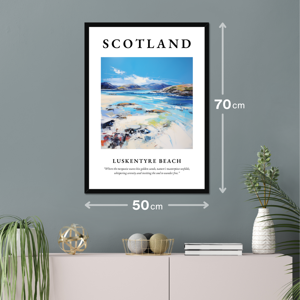 Poster of Luskentyre Beach hanging on a wall