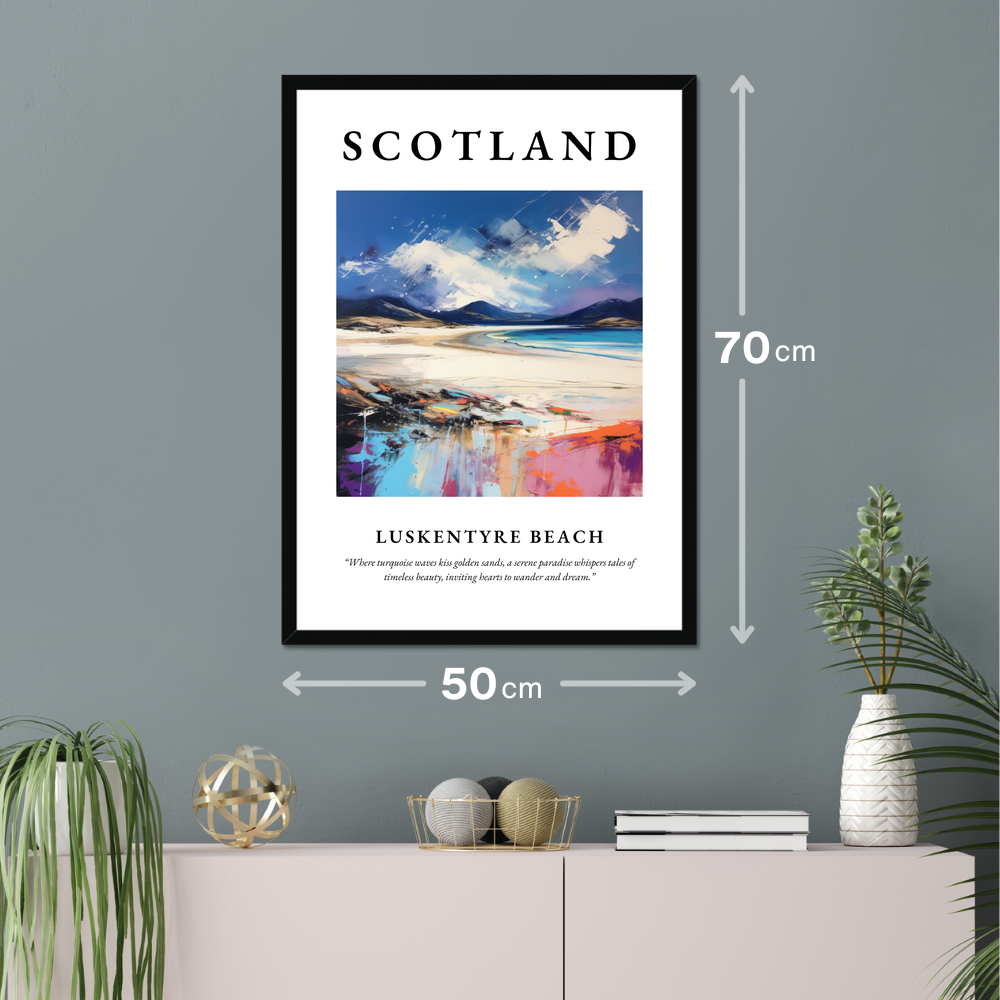 Poster of Luskentyre Beach hanging on a wall