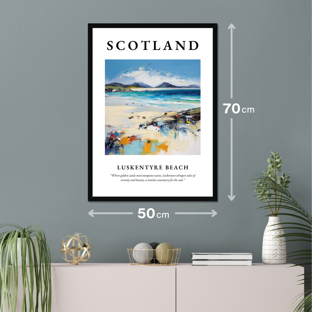 Poster of Luskentyre Beach hanging on a wall