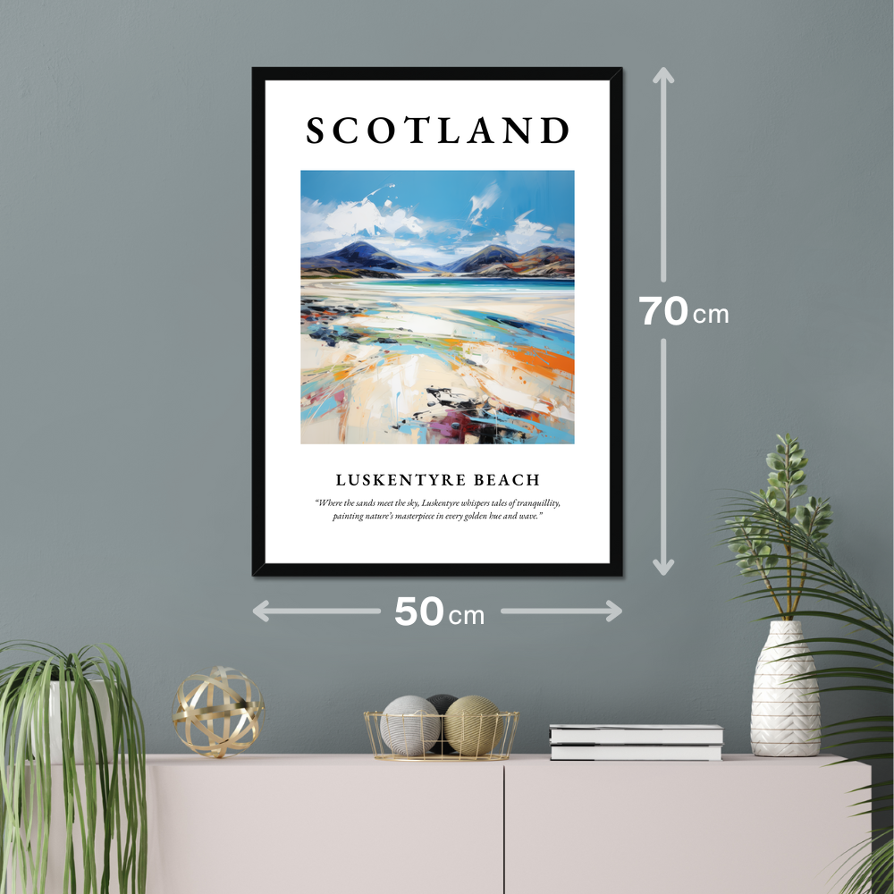 Poster of Luskentyre Beach hanging on a wall