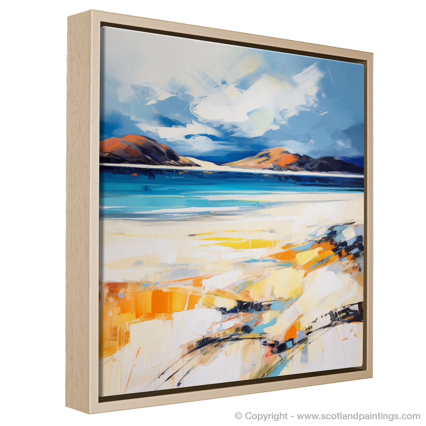 Painting and Art Print of Luskentyre Beach, Isle of Harris entitled "Wild Romance of Luskentyre: An Expressionist Ode to Scottish Shores".