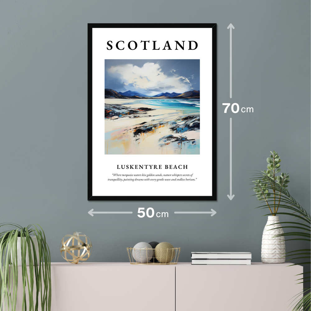 Poster of Luskentyre Beach hanging on a wall