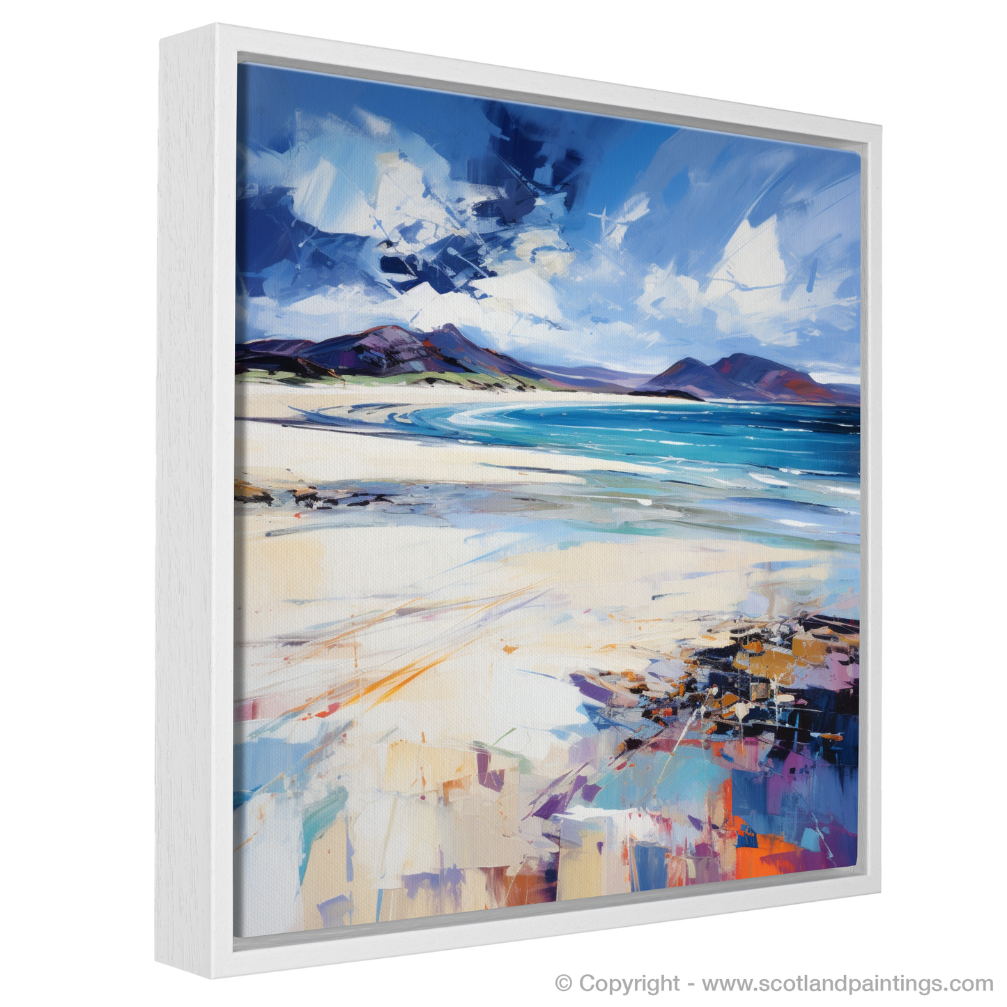 Painting and Art Print of Luskentyre Beach, Isle of Harris entitled "Luskentyre Beach: An Expressionist Ode to Scotland's Wild Coast".