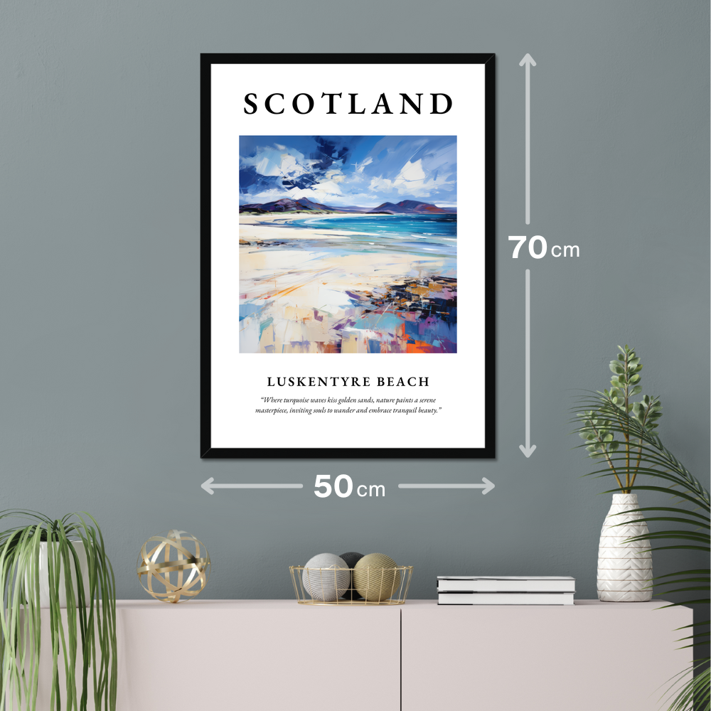 Poster of Luskentyre Beach hanging on a wall