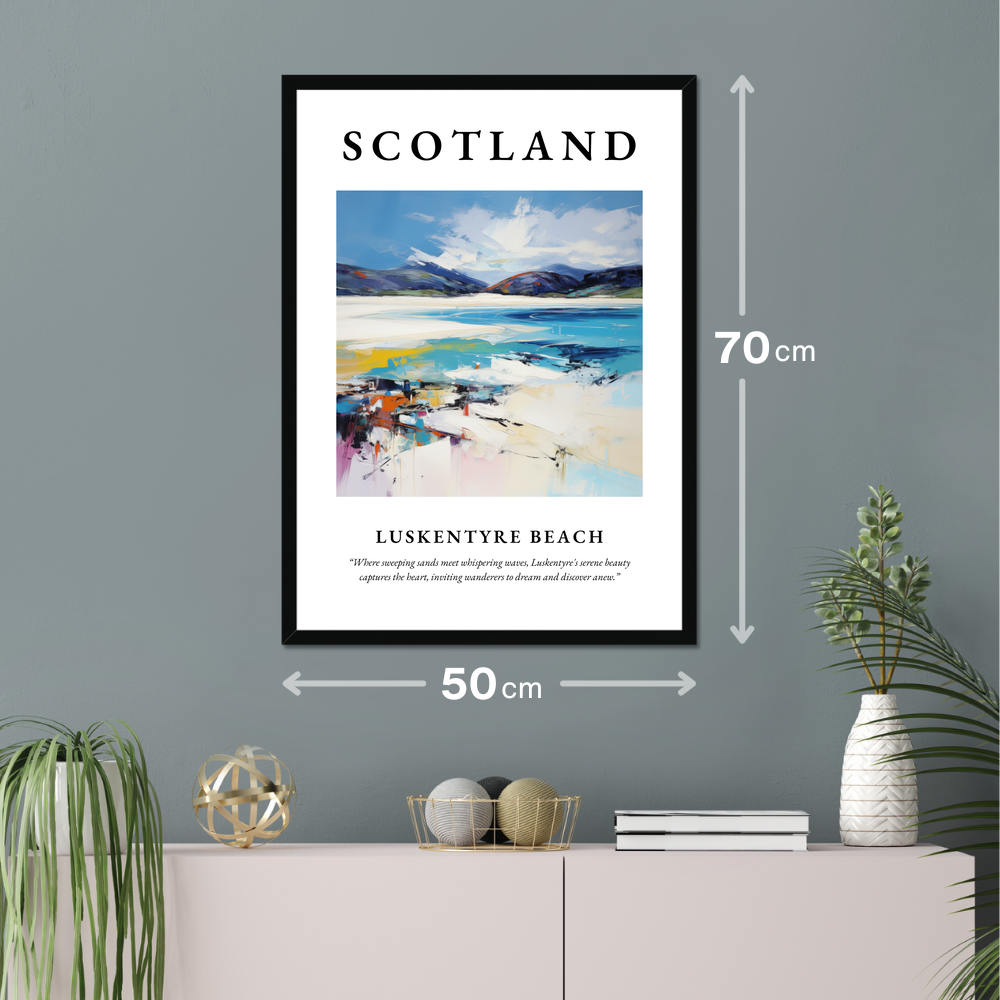 Poster of Luskentyre Beach hanging on a wall