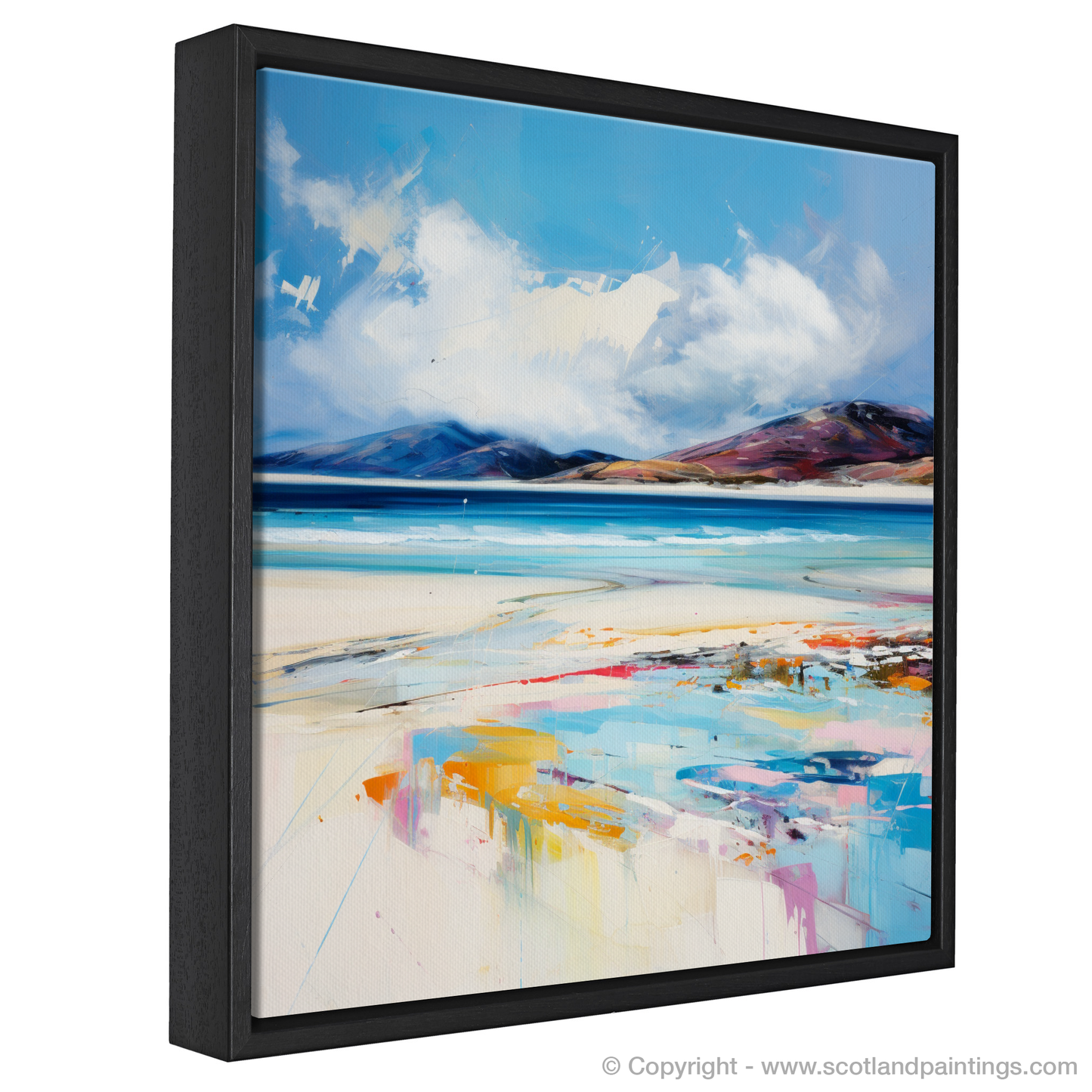 Painting and Art Print of Luskentyre Beach, Isle of Harris entitled "Luskentyre Beach Whispers: An Expressionist Ode to Scottish Shores".