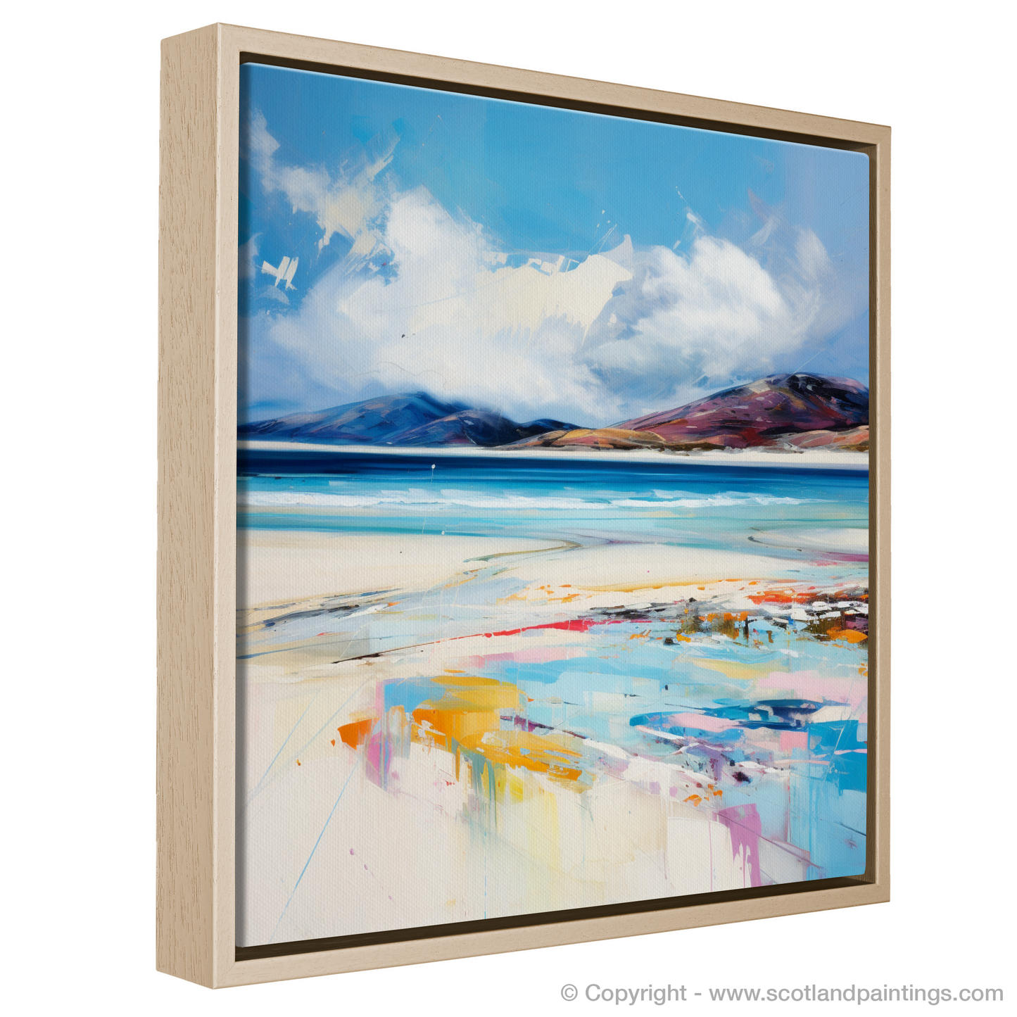 Painting and Art Print of Luskentyre Beach, Isle of Harris entitled "Luskentyre Beach Whispers: An Expressionist Ode to Scottish Shores".