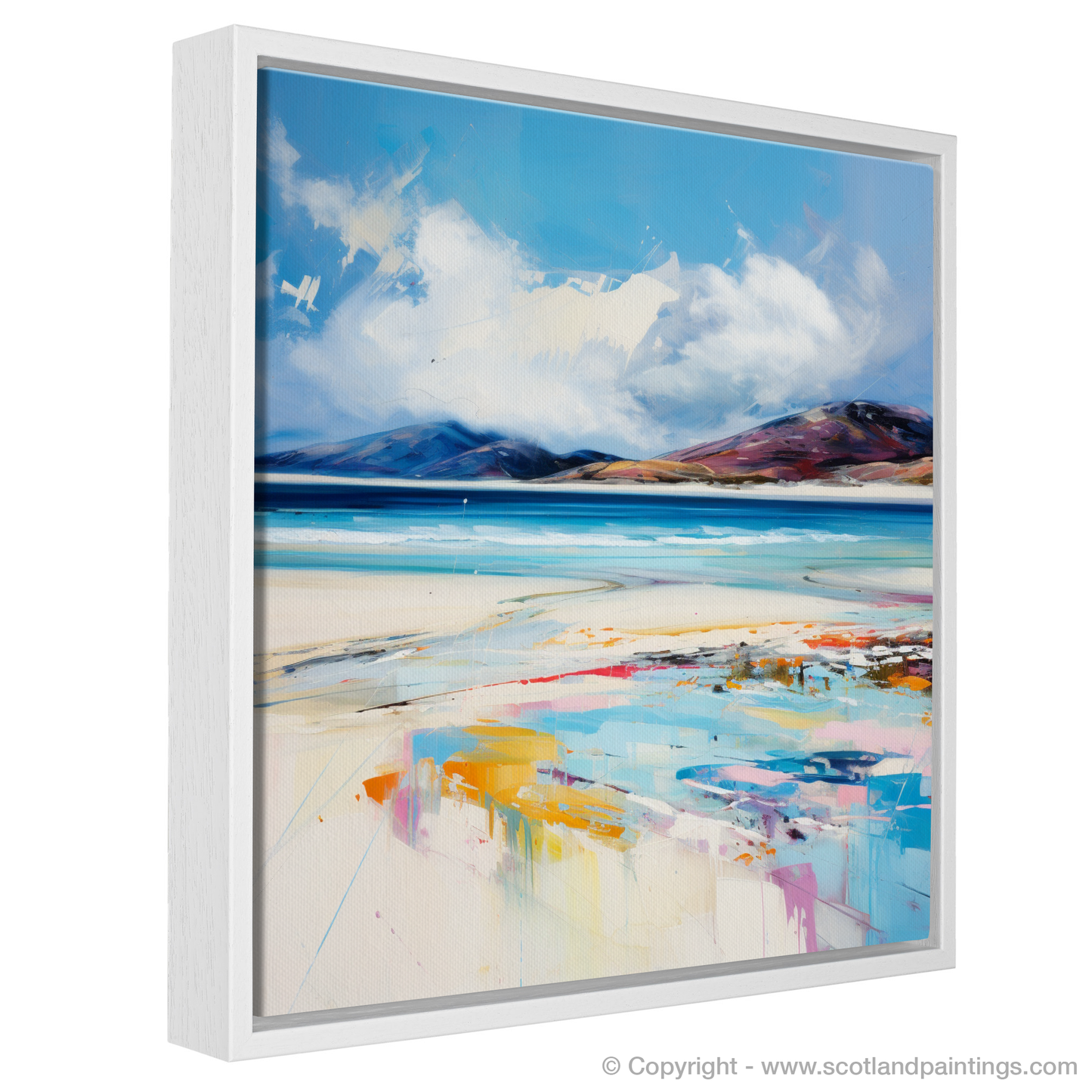 Painting and Art Print of Luskentyre Beach, Isle of Harris entitled "Luskentyre Beach Whispers: An Expressionist Ode to Scottish Shores".