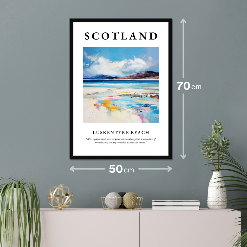 Poster of Luskentyre Beach hanging on a wall