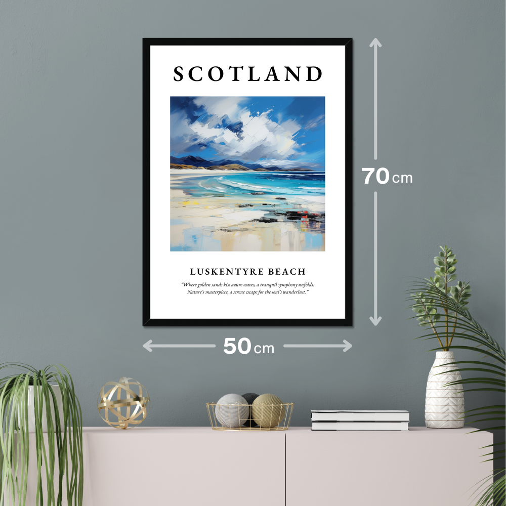 Poster of Luskentyre Beach hanging on a wall