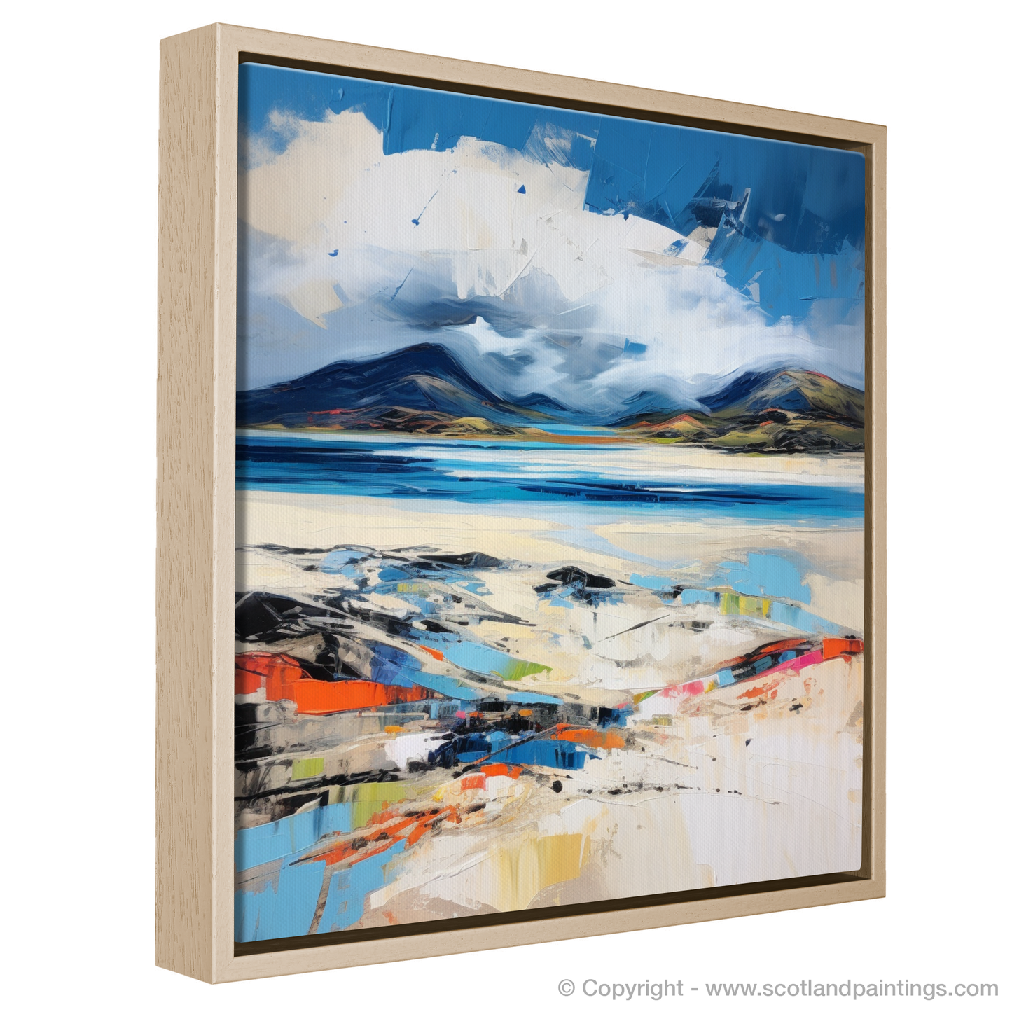 Painting and Art Print of Luskentyre Beach, Isle of Harris entitled "Luskentyre Beach's Wild Symphony - An Expressionist Journey".