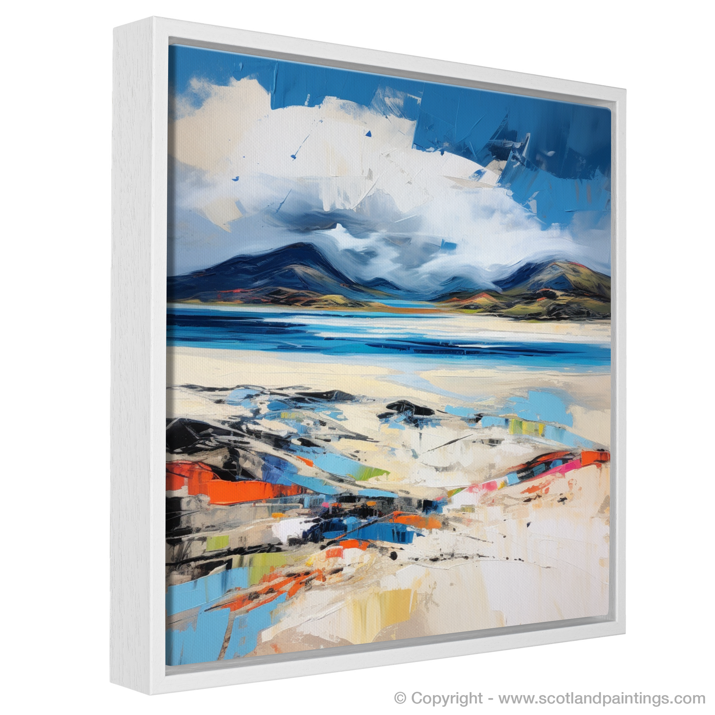 Painting and Art Print of Luskentyre Beach, Isle of Harris entitled "Luskentyre Beach's Wild Symphony - An Expressionist Journey".