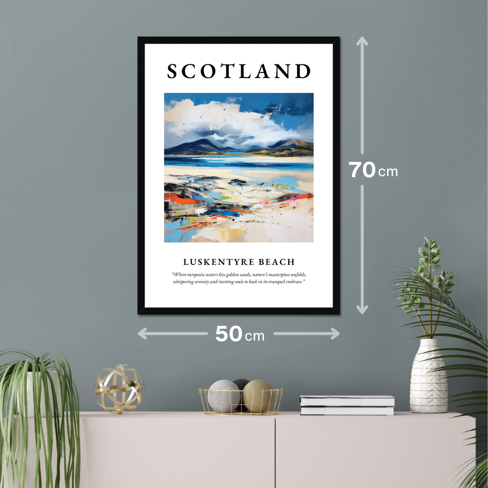 Poster of Luskentyre Beach hanging on a wall