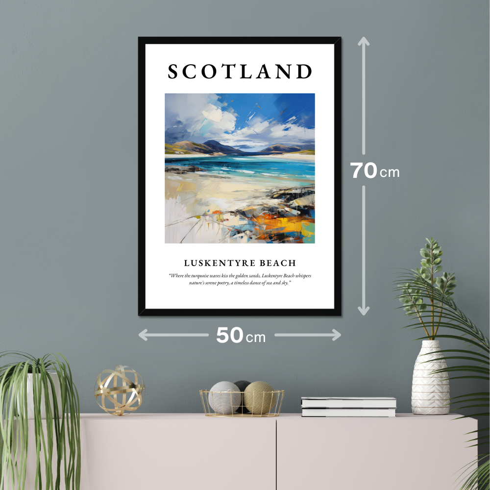 Poster of Luskentyre Beach hanging on a wall