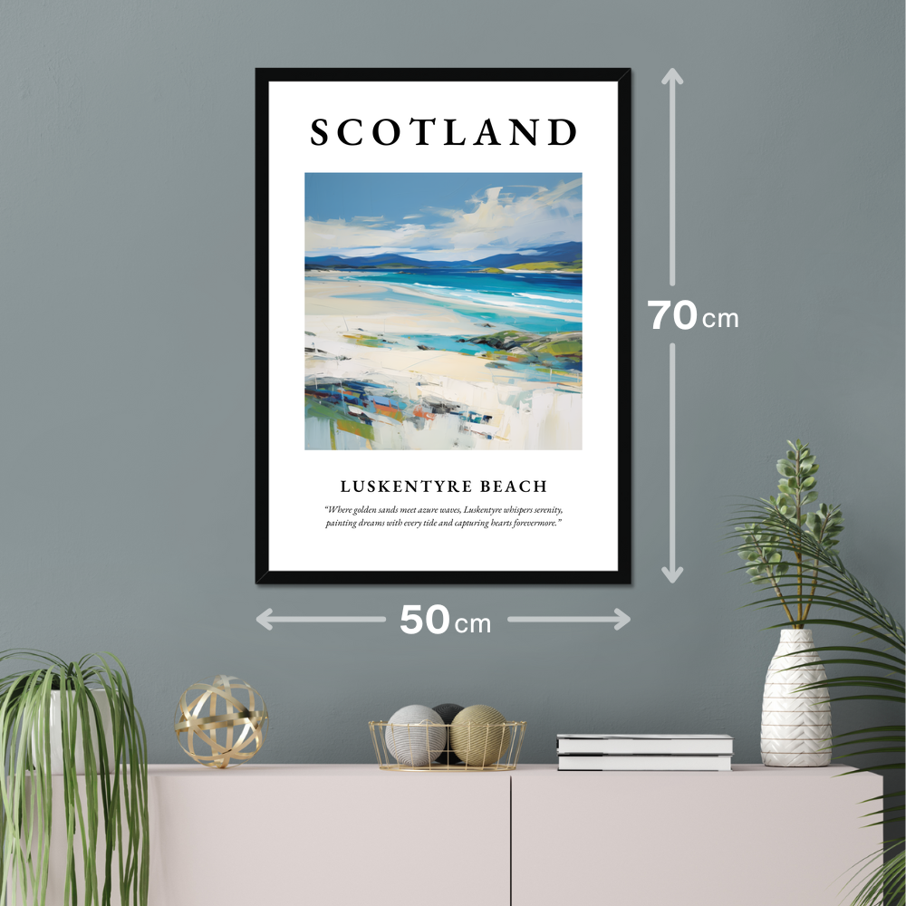 Poster of Luskentyre Beach hanging on a wall