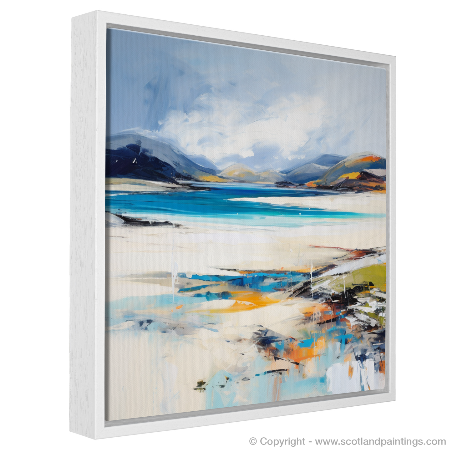 Painting and Art Print of Luskentyre Beach, Isle of Harris entitled "Luskentyre Beach: An Expressionist Ode to Scottish Shores".