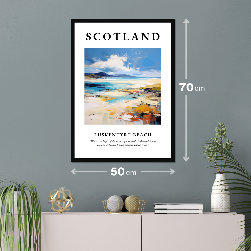 Poster of Luskentyre Beach hanging on a wall