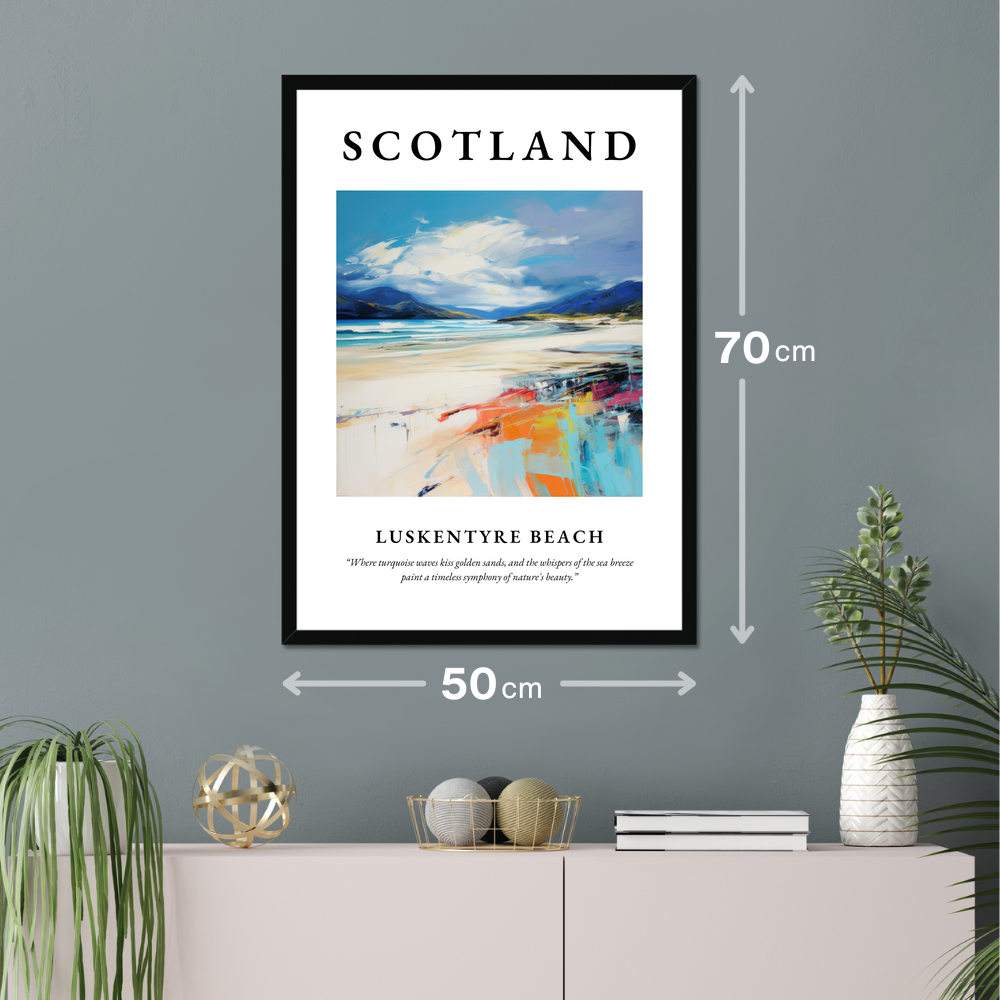 Poster of Luskentyre Beach hanging on a wall