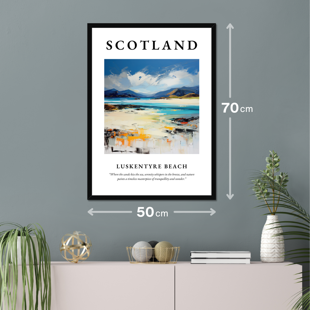 Poster of Luskentyre Beach hanging on a wall