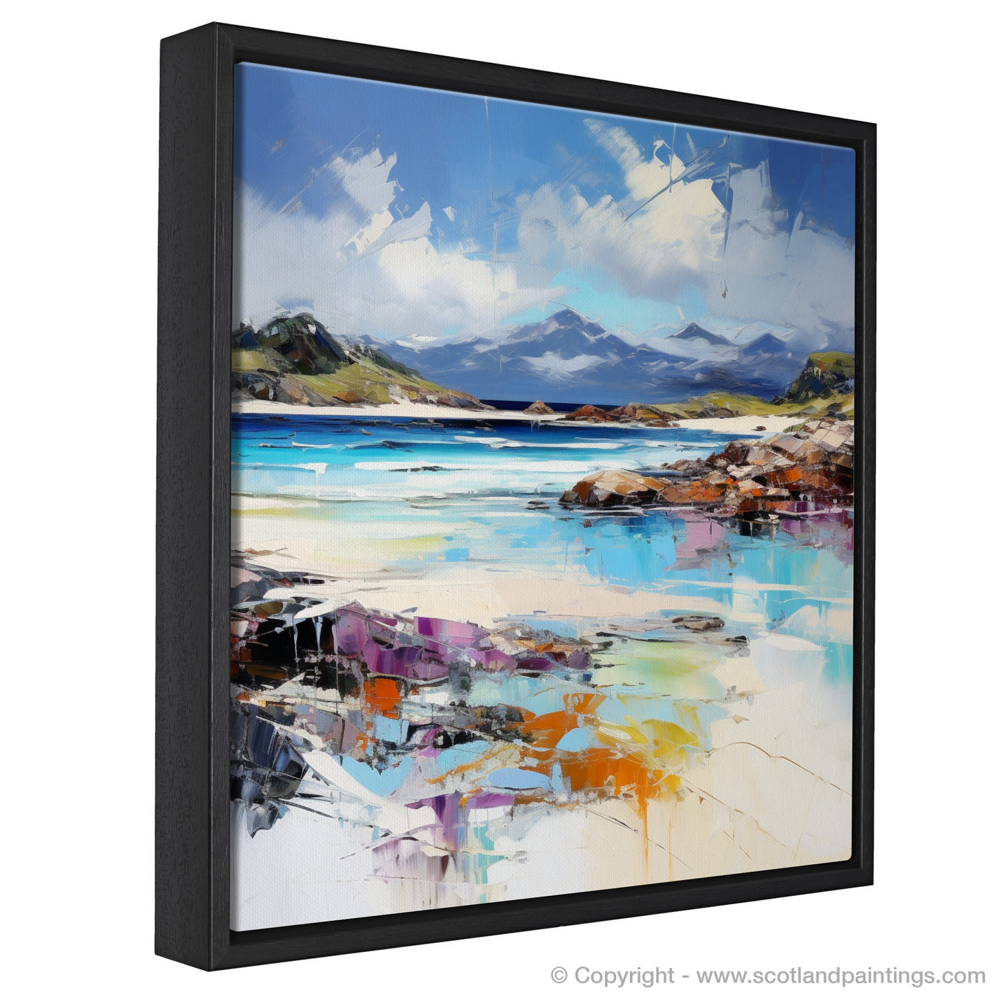 Painting and Art Print of Camusdarach Beach, Arisaig entitled "Expression of Camusdarach Beach: A Scottish Seaside Serenade".