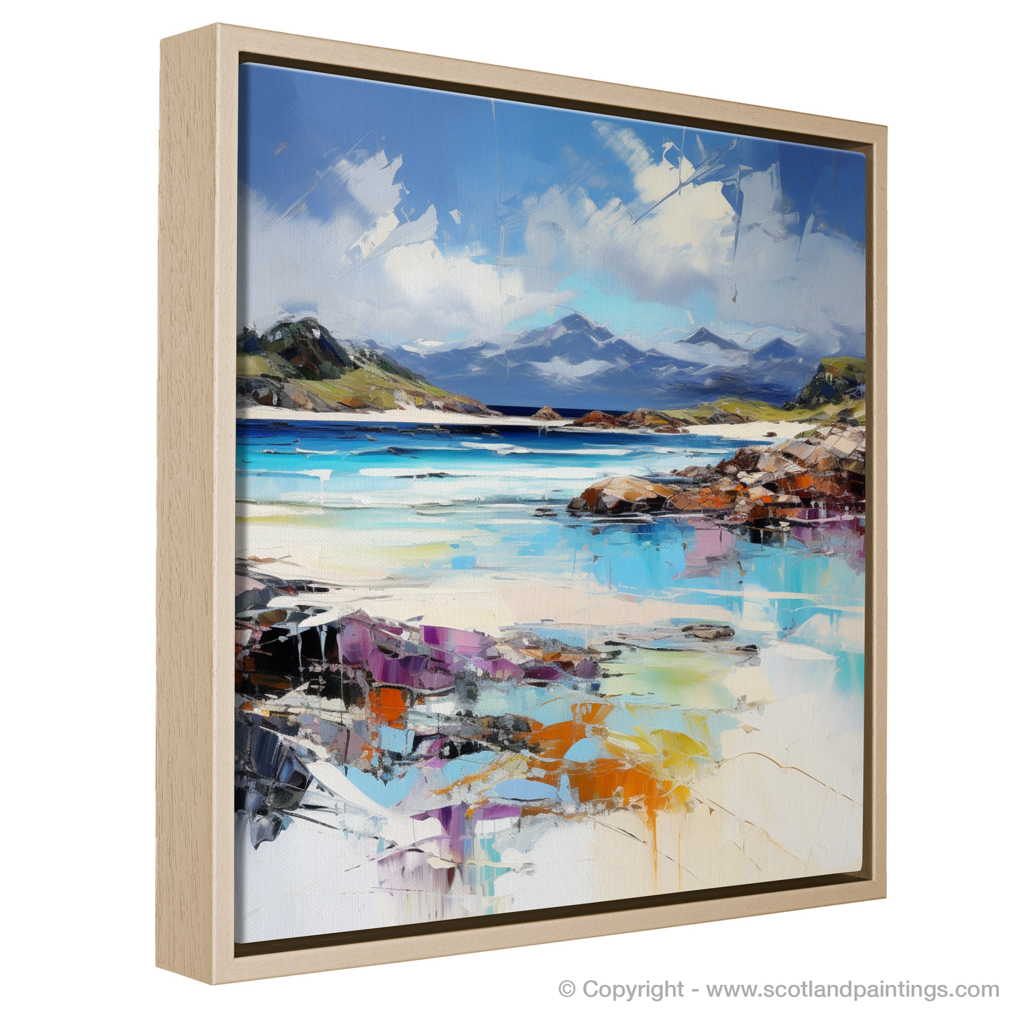 Painting and Art Print of Camusdarach Beach, Arisaig entitled "Expression of Camusdarach Beach: A Scottish Seaside Serenade".