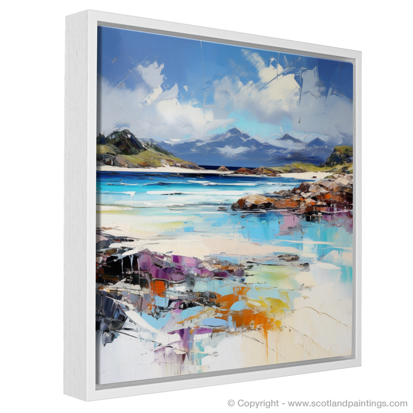 Painting and Art Print of Camusdarach Beach, Arisaig entitled "Expression of Camusdarach Beach: A Scottish Seaside Serenade".