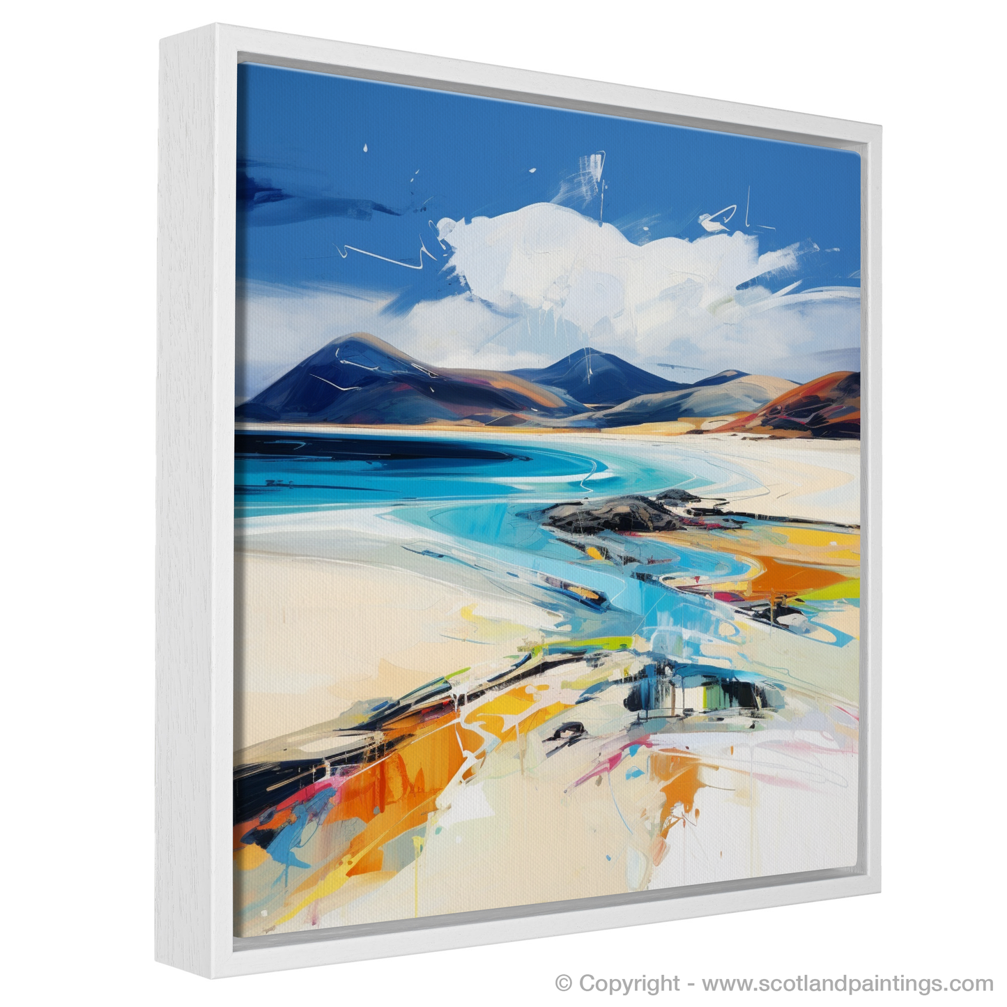 Painting and Art Print of Luskentyre Beach, Isle of Harris entitled "Wild Spirit of Luskentyre: An Expressionist Ode to Scottish Shores".