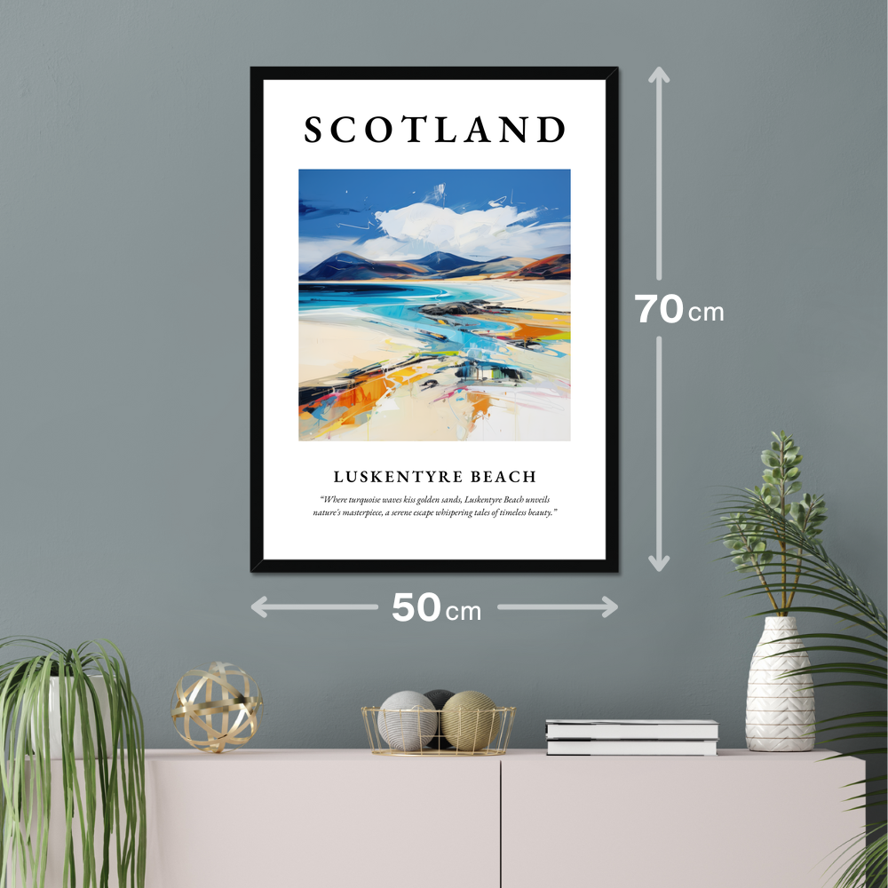 Poster of Luskentyre Beach hanging on a wall