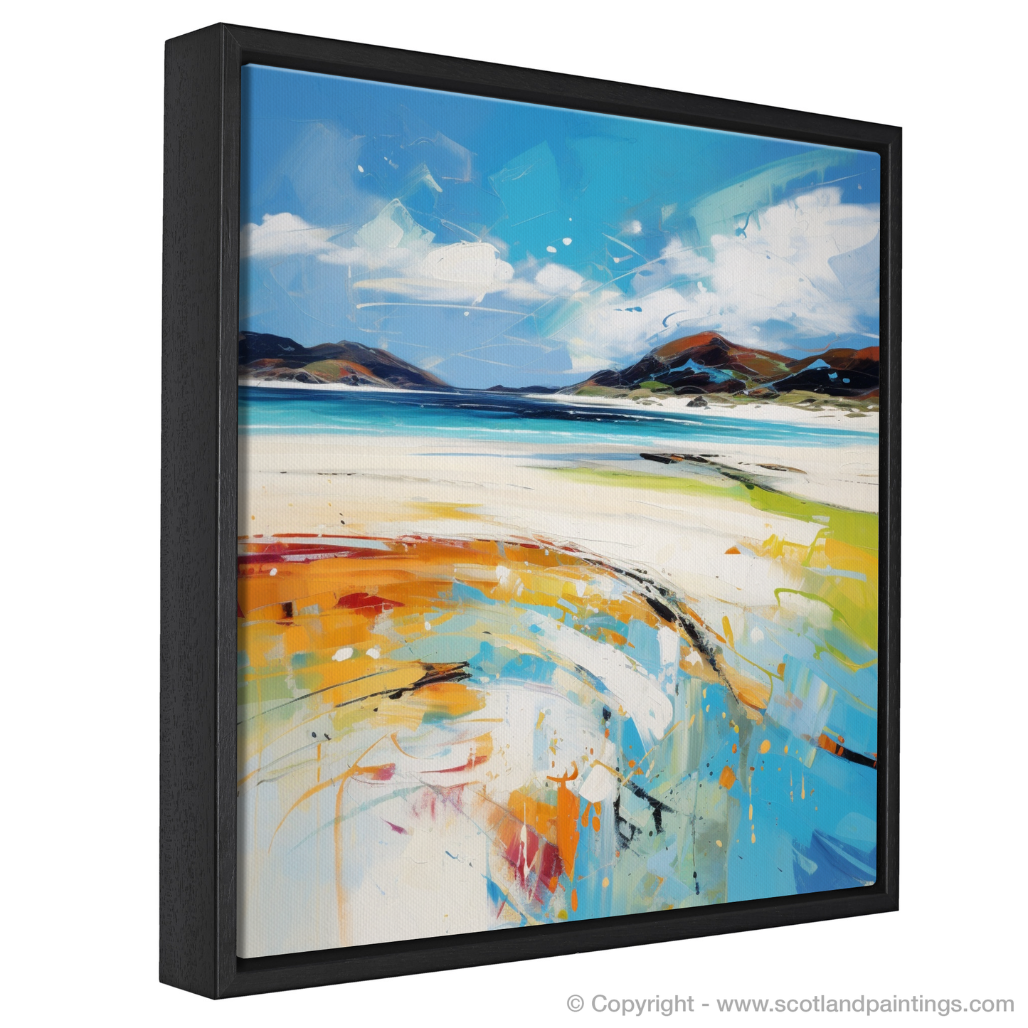 Painting and Art Print of Luskentyre Beach, Isle of Harris entitled "Luskentyre Whispers: An Expressionist Ode to Scottish Shores".