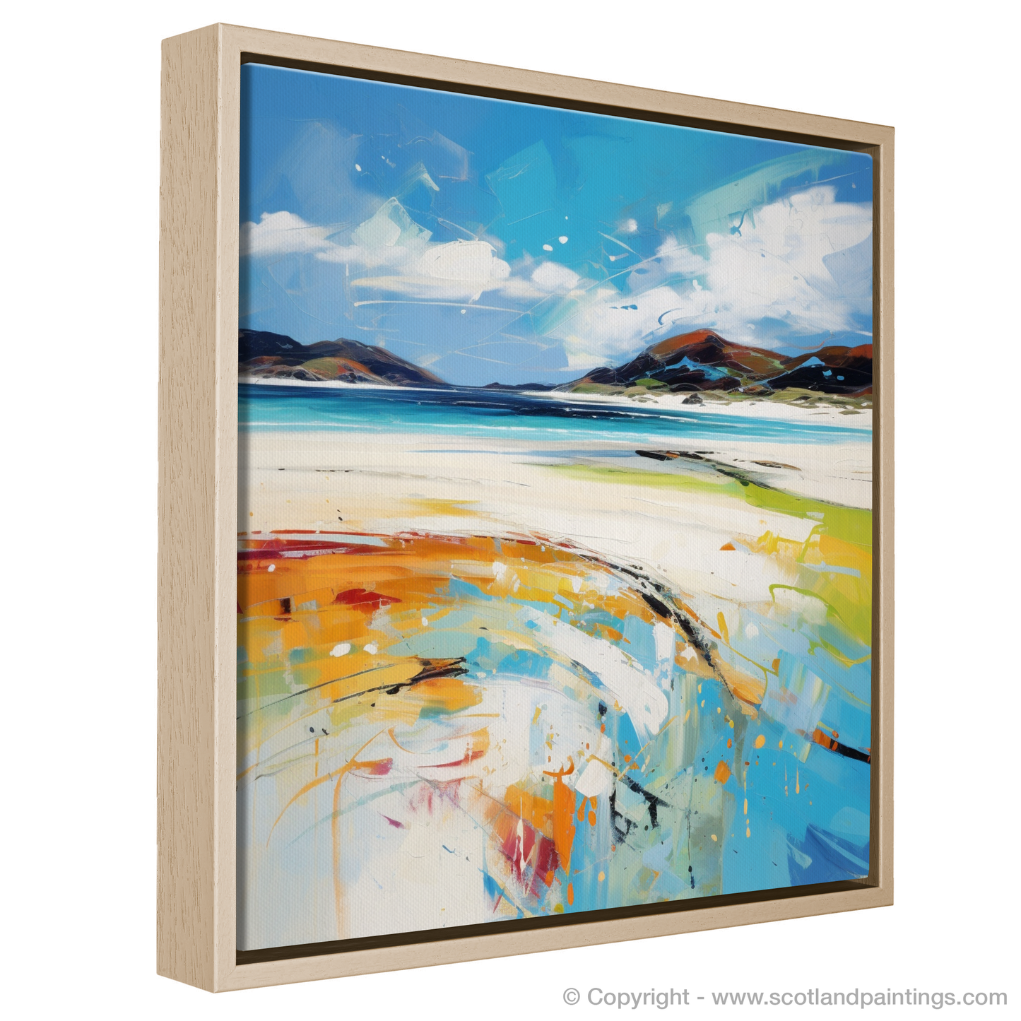 Painting and Art Print of Luskentyre Beach, Isle of Harris entitled "Luskentyre Whispers: An Expressionist Ode to Scottish Shores".