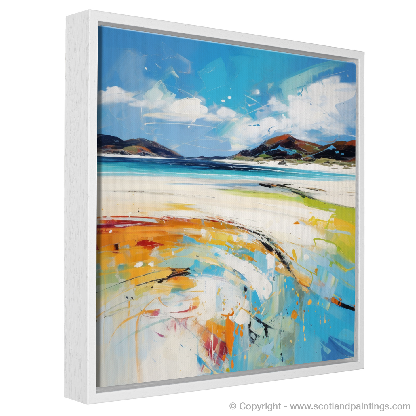 Painting and Art Print of Luskentyre Beach, Isle of Harris entitled "Luskentyre Whispers: An Expressionist Ode to Scottish Shores".