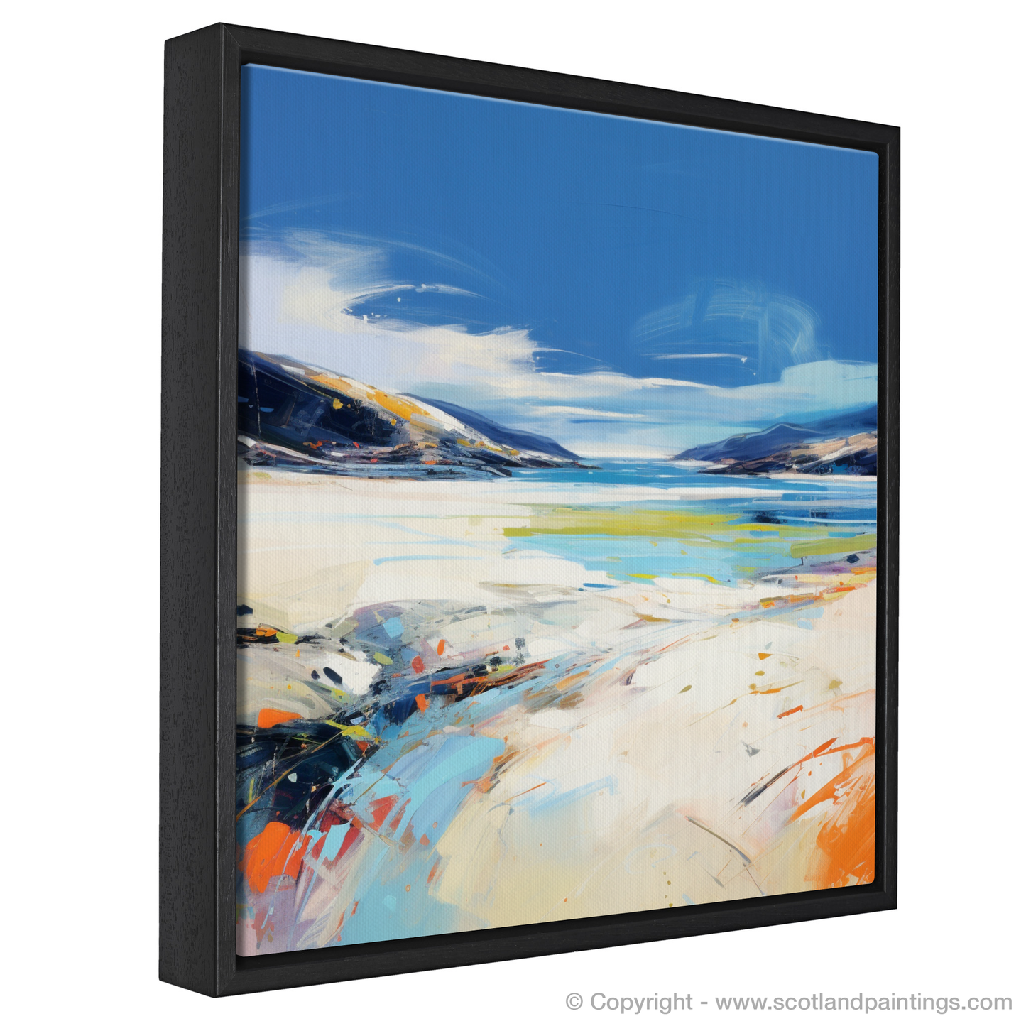 Painting and Art Print of Luskentyre Beach, Isle of Harris entitled "Luskentyre Beach Symphony: An Expressionist Ode to Scottish Shores".