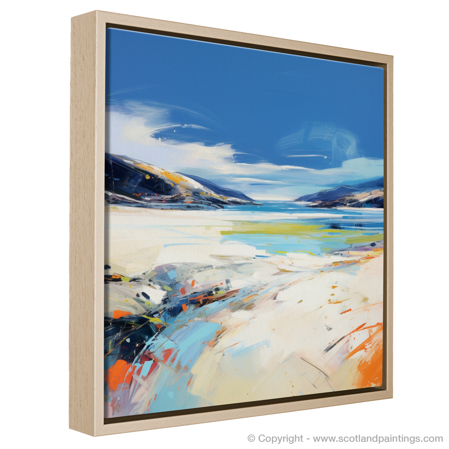 Painting and Art Print of Luskentyre Beach, Isle of Harris entitled "Luskentyre Beach Symphony: An Expressionist Ode to Scottish Shores".