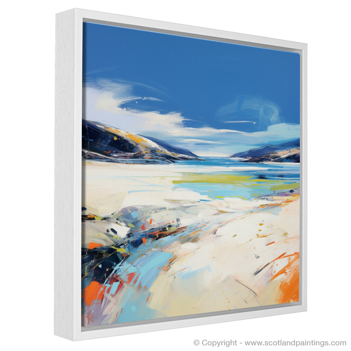 Painting and Art Print of Luskentyre Beach, Isle of Harris entitled "Luskentyre Beach Symphony: An Expressionist Ode to Scottish Shores".