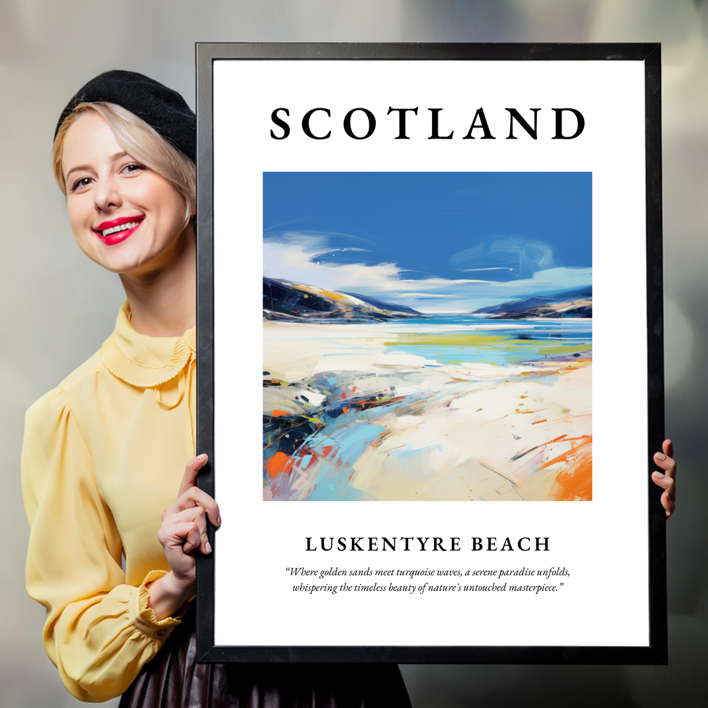 Person holding a poster of Luskentyre Beach